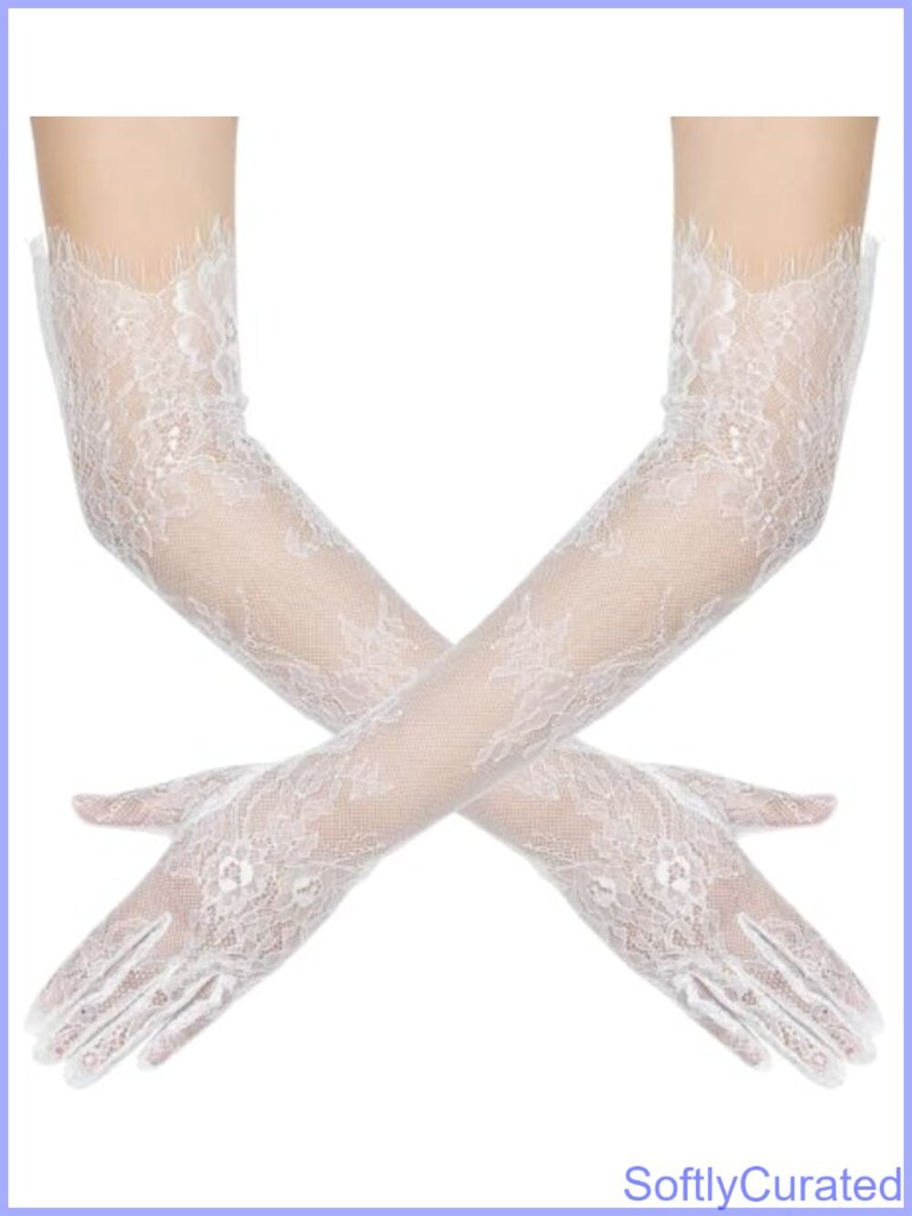 Long Lace Floral Gloves Mesh Tulle Sheer Elbow Length Opera Wedding Party